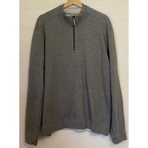 Tommy Bahama 1/4 Half Zip Sweater Mens Sz XL Gray Dark Gray Reversible
